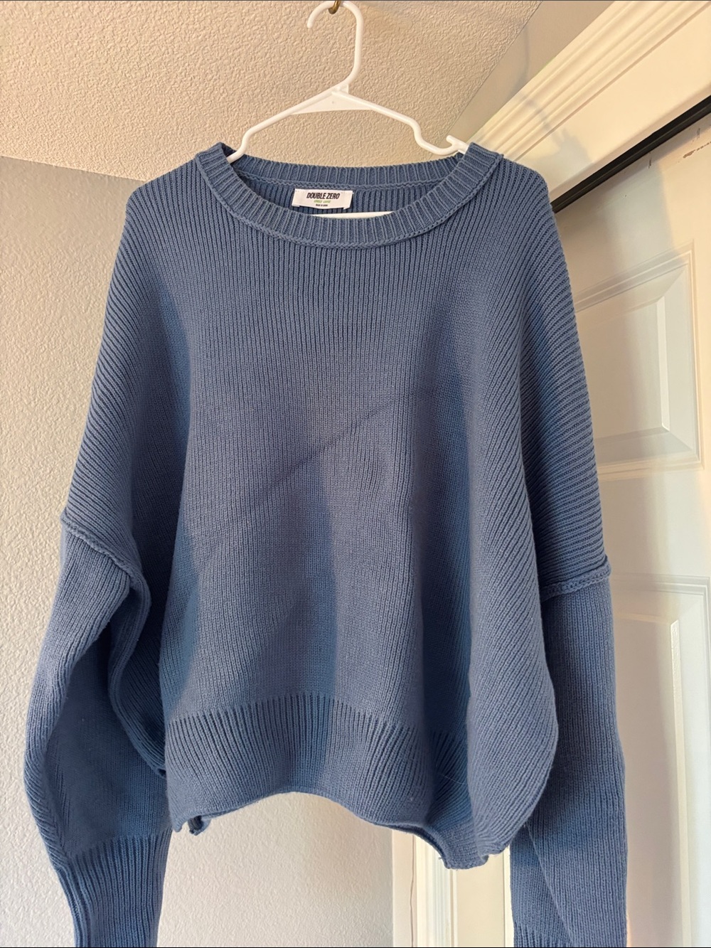 Buckle Dusty Blue Ribbed Crewneck Sweater